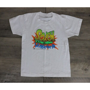 VINTAGE 1990 Kids Youth Sz Large 10-12 Crew Neck T-Shirt Patch The Pirate Worm